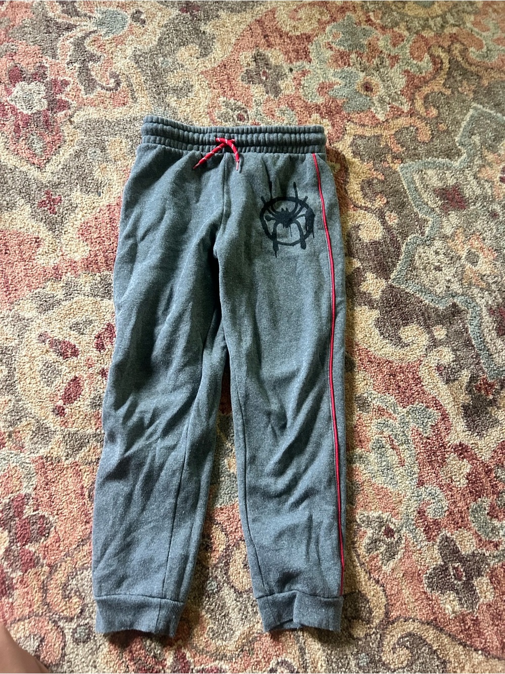 Kids Gray Jogger Sweatpants with Red Trim